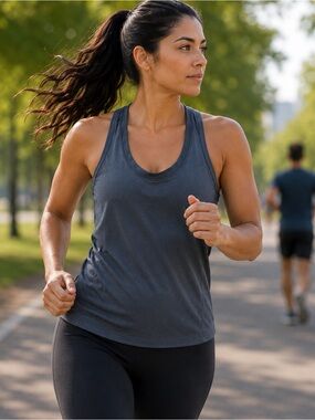 Athleta Gray Racerback Tank S Workout Top Running Yoga Activewear